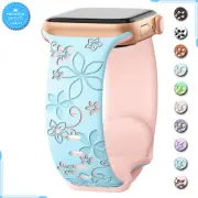 Engraved Strap For Apple Watch Band 38mm 40mm 41mm Series 7 8 Floral Wristband