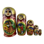 Nesting Dolls 4.5" 5 Piece, Fairy Tale Fairytale Set Russian Matryoshka Set