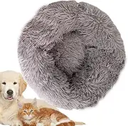 Round Donut Cuddle Dog Bed, Calming Bed for Small Dogs, Soft Plush Dog Bed with Plush Cushion for Small Dogs and Cats, Pet Bed P