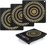 3 Pieces Square Induction Cooktop Protector, Silicone Induction Cooktop Mat, Anti-Slip High Temperature Discoloration Induction Cooktop Protector Mat (9.8 inch)