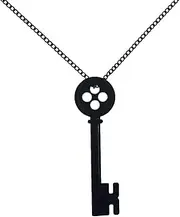 [haress lfslk] Coraline Key Necklace Girl's Button Key Metal Pendant Sweater Chain Present for Child (Black), Large, Metal