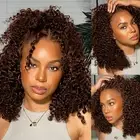 Punmasa 14 Inch Chocolate Brown Bob Wig Human Hair 13x6 Frontal Lace Wig 200%...