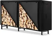 AMAGABELI GARDEN & HOME 8ft Firewood Cover Waterproof Log Rack Cover Outdoor Wood Rack Cover Heavy Duty 600D Oxford Firewood Storage Cover Fire Wood Holder Cover Black