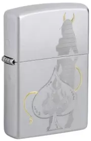 Zippo 48658, Devilish Ace of Spades Design, Satin Chrome Finish Lighter,