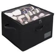 12 Grids Foldable Shoe Storage Organizer for Closet with Transparent Lid Fits 12-16 Pairs for Shoes Sneakers Sandal Heels