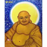 在飛比找momo購物網優惠-【豐財藝術】Namo Maitreya歡喜彌勒佛能量真跡油畫