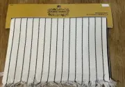 Robert Stanley Farmhouse Table Runner White Black Striped Fringe 72”x13” Rustic