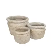 3pc Maine & Crawford Leia Basket w/ Lip Round Storage Display Set Natural/White