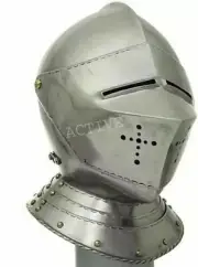 Medieval LARP Knight Replica Engraved Warrior Battle Helmet Close Armor 16 Gauge
