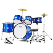 Kids Drum Set, 5-Piece, 406.4 mm Beginner Full Drum Set with Bass Toms Snare Floor Drum Adjustable Throne Cymbal Hi-Hat Pedal and Two Pairs of Drumsticks, Starter Drum Kit for Child Kids,