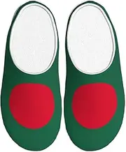 [EdWal] Flag of Bangladesh print Winter Warm Slippers Indoor Anti-skid Plush Slippers Relaxing at Home for Women Men