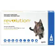 Revolution 2.6-7kg Cat Parasite Wormer Treatment Tube Blue 6 Pack