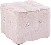 Shoe Stool Cloth Stool Home Living Room Coffee Table Sofa Chair Natural Fluff White (Non-Detachable Cover)
