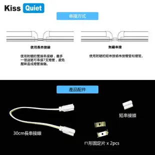 【KISS QUIET】T5 2尺/2呎 白光/自然光/黃光 10W一體式LED燈管-4入(LED燈管 T5燈管 層板燈 一體式燈管)