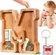 Personalized Wooden Letter Piggy Bank| Piggy Bank for Boys| Alphabet Money Box,C