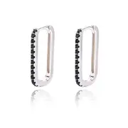 Culturesse Kendra 20mm Huggie Earrings Sterling Silver Black Cubic Zirconia