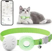 Cat GPS Tracker for Cats, Waterproof Pet GPS Tracker, Cat GPS Tracker Collar with Safety Elastic Buckle, Compatible with Apple Find My App (Only iOS), No Monthly Fee, Light Green