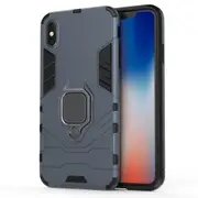 Pc + Tpu Shockproof Protective Case With Magnetic Ring Holder For Iphone Xs Max (Navy Blue)
