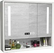 Medicine Cabinet Medicine Cabinet Smart Bathroom Cabinet Multifunctional Bathroom Mirror Cabinet Wall-Mounted Bathroom Mirror with Shelf Household Oak Storage Cabinet (White 23.6 * 31.5 * 5.