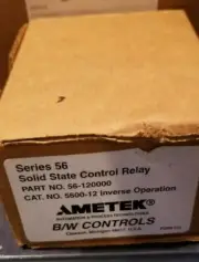 B/W CONTROLS SERIES 56 SOLID STATE CONTROL RELAY PART # 56-120000 CAT.# 5600-12