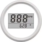 PMGMZPGPMA 85mm REV Counter Car Boat Tachometer + Sensor Car Truck Tacho Marine RPM Meter with LCD Hourmeter 4000 RPM Red Backlight 12V/24V Automobile Tachometer(White 52mm)