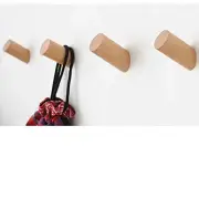 Wood Wall Hooks, 4 Pack Coat Hooks Mounted Rustic Wooden Heavy Duty Robe Hook