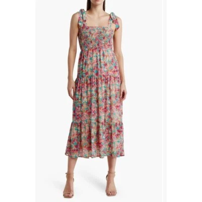 SAM EDELMAN Midi Dress Women's Size 2 Smocked Floral Tiered NWT