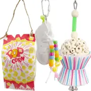 5171 Three Satisfying Beak Shredders - Handmade Foraging Bird Toys, Entertaining