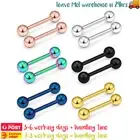 12PCS Surgical Steel Tongue Nipple Barbell Ring Bar Body Piercing Jewellery