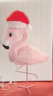 Product Works 32" Pink Flamingo Santa Claus Hat Soft Tinsel Christmas Yard Art