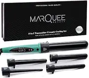 Professional Salon 8 Piece Flat And Curling Iron Set, 5 Interchangeable Ceramic Tourmaline Barrels, Heat Protectant Glove (Black)