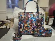 Brahmin Melbourne Collection Caroline Euphoria Satchel Bag with Matching Wallet