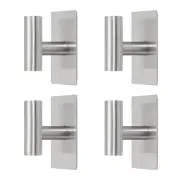 4pcs Self Adhesive Hooks Stainless Steel Shower Robe Towel Wall Hooks, Silver