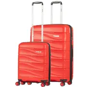 Delphin Wave Hardside 2 Piece Spinner Suitcase Set Large & Cabin Red