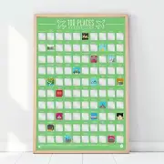 Gift Republic 100 Places-Scratch Off Bucket List Poster, Paper, Green