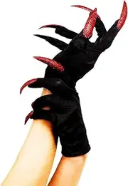[Soochat] Halloween Witch Gloves with Glitter Nails Paw Gloves Performance Props Cosplay Costume Accessories Halloween Party Dress up Supplies
