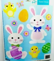 11~Easter Bunnys, Chicks, and Eggs Window Clings Reusable ~New