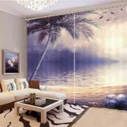 Skeletons Coconut Trees 3D Blockout Photo Print Curtain Fabric Curtains Window