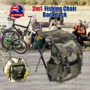 2 in 1 Fishing Stool Backpack Folding Seat Chair Wear-resistance Tackle Bag AU