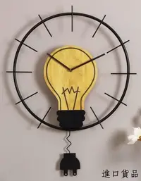 在飛比找Yahoo奇摩拍賣-7-11運費0元優惠優惠-現貨創意燈泡插頭造型鐘擺時鐘 藝術創意掛鐘擺鐘 牆上靜音時鐘
