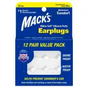 Macks Pillow Soft Silicone Earplugs - 12 Pair Value Pack - Putty Ear Plugs