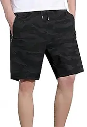 [VhoMes] Men's Running Quick Dry Athletic Workout Gym Shorts with Zipper Pockets Lightweight and Breathable
