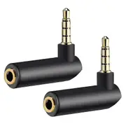 Headphone Adapter, 90 Degree Headphone Jack Adaptor 3.5mm Male To Female (2pcs, Black)