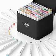 80 Colors Alcohol Markers,Dual Tip Coloring Markers for Artists,Chisel & Fine Tip Art Marker Set Drawing Colorful Art Supplies for Painting Sketching,White Barrel