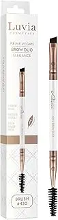 Luvia Professional Makeup Brush, Eyebrow Make-Up Brush, Eyebrow Brush, Flat Angled Brush, Multi-Function, Vegan Cosmetic Brush, 430 // Brow Duo - Elegance