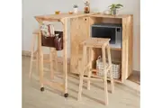 Moroni Foldable Utility Bar Table with Dual Bar Stool Set