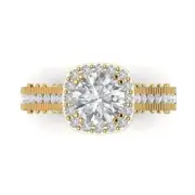 2.7Ct Round Cut Clear Gemstone Solid Gold Engagement Promise Statement Ring