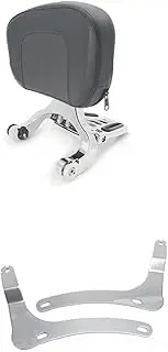 Rear Accessories Motorcycle Backrest Multi-Purpose Passenger Backrest with Folding Luggage Rack for Kawasaki for Vulcan 900 Classic(Silver)