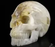 Huge 5.0" Geode Fluorite Carved Crystal Skull,Realistic, Crystal Healing