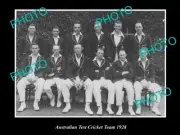 OLD POSTCARD SIZE PHOTO OF THE AUSTRALIAN TEST CRICKET TEAM 1928 DON BRADMAN